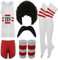 Adults Fun Run 6Pcs 118 Set Marathon Retro Uniform Costume Unisex Fun Play Cosplay Party Costumes (Women 6pcs Set Small)