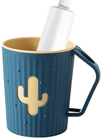 Pomurom Putzbecher - Cartoon-Badezimmerbecher mit Schlitzgriff,Zahnbürsten- und Zahnpastahalter im Kaktus-Look, Badezimmer-Becher, Zahnbürstenhalter für Badezimmer