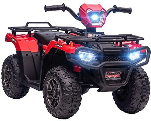 HOMCOM Kinder Quad Elektro 12V Kinderquad mit Vorwärts-, Rückwärtsfunktion, Musik, MP3, LED-Scheinwerfer Elektro-Quad für Kinder 3-5 Jahre Rot
