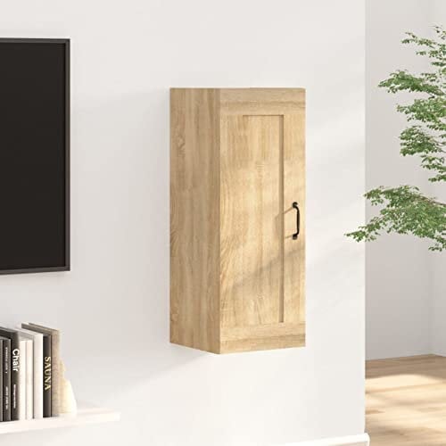 JUNZAI Hängeschrank, Wandschrank Wohnzimmer, Aufsatzschrank, Sonoma-Eiche 35x34x90 cm Holzwerkstoff