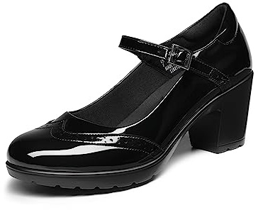 DREAM PAIRS Women's Oxfords Mary Jane Dress Shoes Heels for Women,Size 8,Black-Pat,SDOX2301W