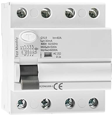 PULMAC Disjoncteur GYL9 disjoncteur à Courant résiduel disjoncteur différentiel Interrupteur de sécurité 4P 25A 40A 63A 80A 100A (Size : 4P 63A, Color : 300mA)