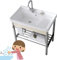 Fregaderos de cocina para el hogar Fregaderos de utilidad para una sala de lavandería, Fregadero de cerámica independiente Lavabo de recipiente de porcelana Rectángulo con estante