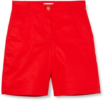 Tommy Hilfiger Damen Chino-Shorts Mom Fit, Rot (Fierce Red), 36