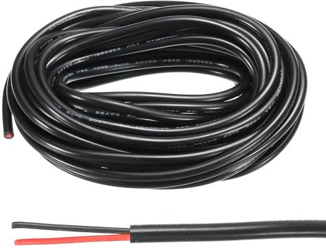 QUARKZMAN 22AWG Elettrico Filo 2 Conduttori UL2464 LED Alimentazione Illuminazione Cavo Stagnato Rame 16.4Ft Bassa Tensione PVC Custodia Prolunga Cavo Nero per LED Lampade Illuminazione