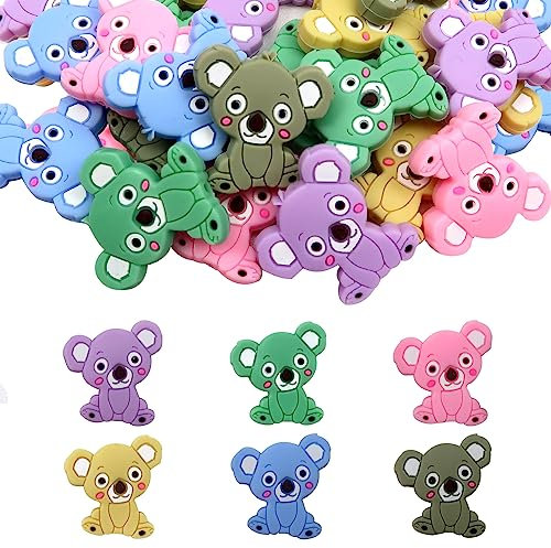 TOAOB 20 Pezzi Perline in Silicone a Forma di Animali 29mm Perline Colorate Distanziatore per Braccialetti Collana Portachiavi Creazione di Gioielli Fai da Te