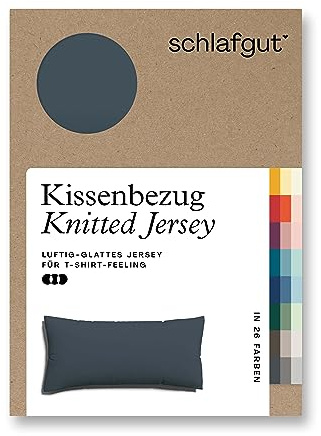 schlafgut Knitted Jersey Kissenbezug 40 x 80 cm Grey Deep Uni weicher Premium Kopfkissenbezug einzeln, faltenfrei mit Elasthan