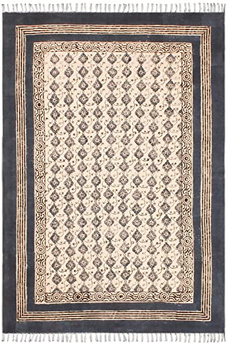 CASAVANI Kelim-Teppich, handgefertigt, Boho-Teppich, Blumenmuster, leicht waschbar, Baumwolle, Flachgewebe, Teppiche für kleines Schlafzimmer, Wohnzimmer, Küche, Badezimmer, Waschküche, 12,7 x 20,3 cm