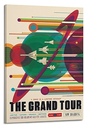 NOHF Vintage Space Travel Poster Grand Tour Poster Wandkunstdruck Retro Ästhetische Raumdekoration Bürodekorationen 20 x 30 cm Rahmen Stil