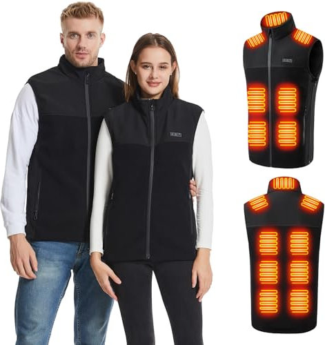 Avarmora Heizweste Beheizbare Weste Fleece Beheizte Weste für Herren Damen mit 3 Einstellbaren Temperaturen 13 Heizzone Elektrische Beheizbare Jacke Heizweste für Outdoor Skifahren Motorrad Angeln
