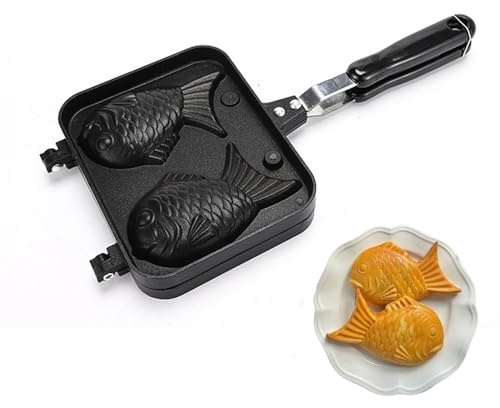 Gugxiom Taiyaki Fish Shape Cake Pan, Double Sided Non Stick Waffle Cake Maker Pan, Fish Shaped Pancake, waffle maker shapes for Home DIY Cooking Party Dessert