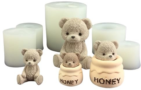 Stampo In Silicone Per Candele, 6 Pezzi Per Miele A Forma Di Orso, Stampi In Silicone Epossidico Fai Da Te, Per Resina E Cemento Per Aromaterapia