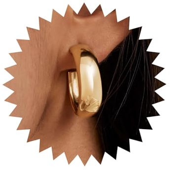 Atentuyi Punk Klobige Gold Breiter Huggie Creolen Ohrring Runder Dicker Kreis Statement Ohrringe Schmuck für Frauen und Mädchen