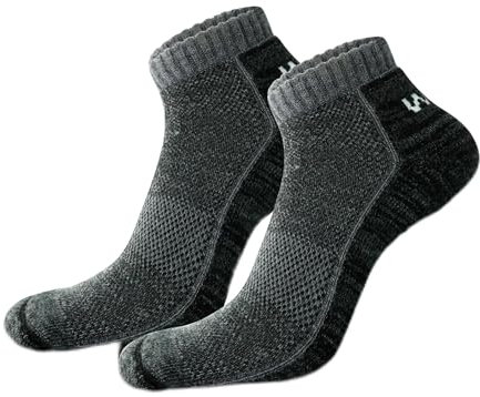 WAIRUA (35-38 2 Paar) Mini Crew High Performance kurze Merino Socken für Herren Damen, Ökotex Funktionssocke Wandersocken, Sport, Trekking, Polsterung, keine Blasen, atmungsaktiv Socken, schwarz