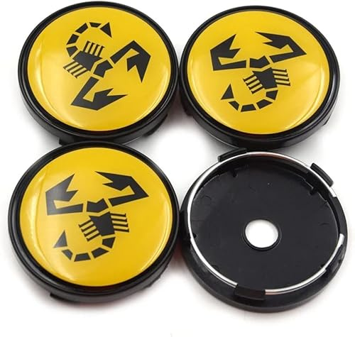 OOzie 4 Stück Radnabenkappen für Abarth 60mm,Nabennabenkappen Felgenschutzabdeckung Radkappen Radkappen Wasserdicht Staubdicht Verschleißfest Rostfrei