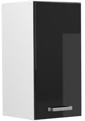 Vicco Hängeschrank R-Line, hängender Küchenschrank, Schwarz Hochglanz/Weiß, 30 cm