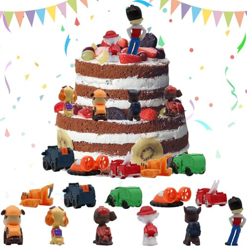 YISKY decoración de pastel de Patrulla Canina, 11 Piezas Figuras de la Patrulla Canina, Patrulla Canina Adornos para Tartas para Theme, Paw dog Pa-trol Cake Topper, para Niños S Decoración de Fiestas