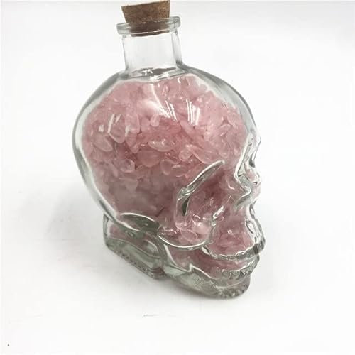 CZAOINCU Cadeau de Cristal Naturel Verre Bouteille Forme crâne infusé Cristal Puce Pierre souhaitant Bouteille Cadeau décoration Collecte à Domicile