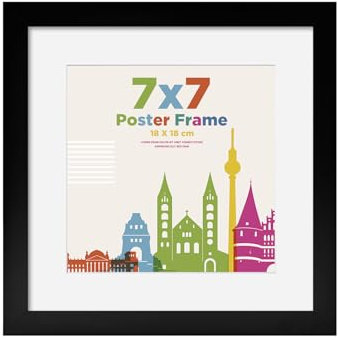 Egofine Bilderrahmen 18x18 cm, Holzrahmen Rahmen 18x18 cm mit Acrylglas, Passepartout für Fotos 13 x 13 cm，Quadratische Bilderrahmen für Wand- oder Tischdekoration,Perfekt für Zuhause, Büro,Schwarz