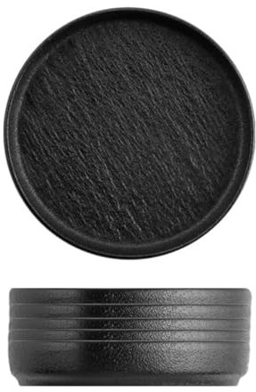 H&H-Skin, Set 6 piatti, in porcellana di alta qualità, ø 8 cm, nero, piatti da portata, piatti da presentazione, piatti professionali per ho.re.ca
