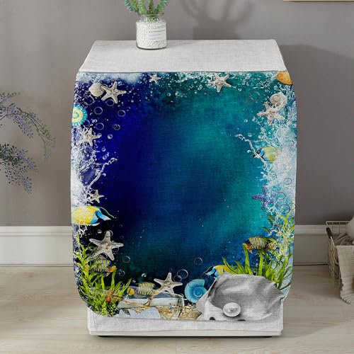 Highdi Housse de Protection pour Machine à Laver - Chargement Frontal Housse La Poussière avec Ouverture Frontale pour Linge Domestique (Eaux Profondes,Capacité S 6~7.5KG)