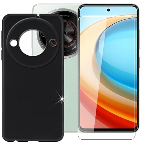 BUNALFaa Custodia per ZTE Blade A75 5G (6.60) + Vetro Temperato, Cover Antiurto Antiscivolo Morbido Silicone Black Case Bumper Protettiva per ZTE Blade A75 5G - Nero