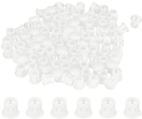 QUARKZMAN 100pcs Tapones de Plástico para Muebles, 6mm Nylon Tapas para Agujeros de Tornillo Redondo Cubierta Oculta Tapones para Orificios Cubiertas de Bloqueo, Blanco