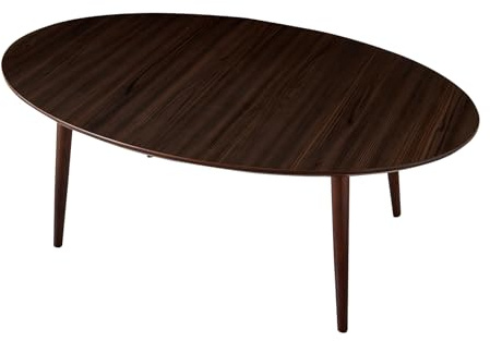 woJKod Low Oval Coffee Table;Mid Century Modern Style Centre Table for Living Room Furniture;Solid Wood Cocktail Table;Modern Sofa Coffee Side Table-Ash wood-Brown