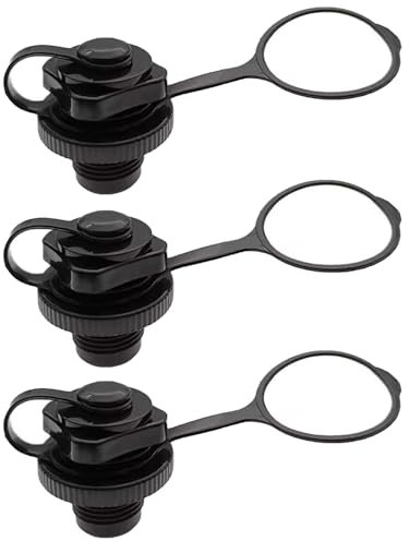 Oiieco 3Pcs Black Air Valve Inflatable Kayak Screw, Air Valve Inflatable Boat Spiral Air Plugs, One-Way Screw Valves for Inflatable Boats, Dinghies, Rafts, Airbeds & Pools (22 mm Spiral Diameter)