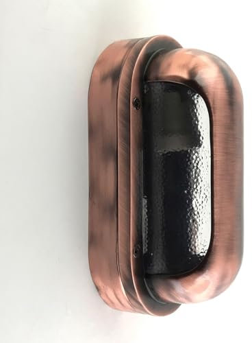 Außenlampe Wand Messing massiv Glas E27 IP64 H: 23 cm Kupfer Antik rostfrei Maritim Ovalleuchte Kellerlampe Feuchtraumleuchte