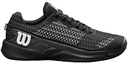 Wilson Rush Pro Extra Duty Men's Tennis Shoes, Featuring ProWeave Stability and Durable Drag Pads for Protection, All-Court Performance, Colour: Black/White, Size: 12