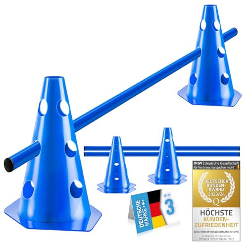 all Pets United® Set de haies à enfoncer pour chiens ; Accessoires d'entraînement à l'agilité pour chiens & chevaux ; Set de haies avec barre & cônes stable pour exercice d'animaux & football (2 Sets)