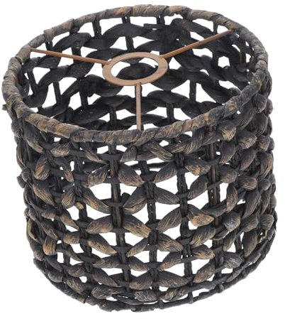 Warmhm Handgefertigter Lampenschirm Aus Stroh Korblampe Kleine Lampenschirme Für Tischlampen Lampenschirm Aus Rattan Korb Lampenschirm Hängender Lampenschirm Hängelampenschirm Black Eisen