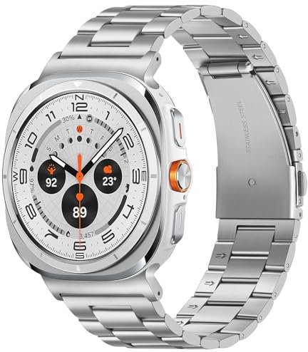 Suphart Compatibile con Cinturino Samsung Galaxy Watch Ultra (2025/2024) 47mm, No Gap Cinturini Metallo per Galaxy Watch Ultra 47mm, Argento