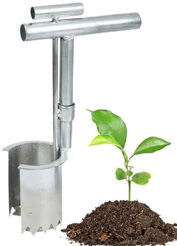 Blumenzwiebel-Pflanzgefäß-Werkzeug – Pflanzmaschine aus Edelstahl für Blumenzwiebeln, Pflanzwerkzeuge für Zwiebeln, robustes Garten-Umpflanzwerkzeug für Bodenbedeckung, , Frühling, Hinterhof und