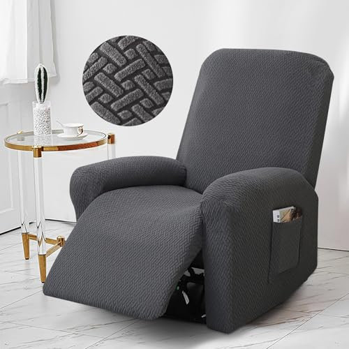 BUERPINKING Sesselbezug 4er Set, All-Inclusive Sessel überzug, Sesselschoner für Relaxsessel und Fernsehsessel, Stretch Waschbar Stuhlbezug mit Taschen, für Fernsehsessel Liege Sessel