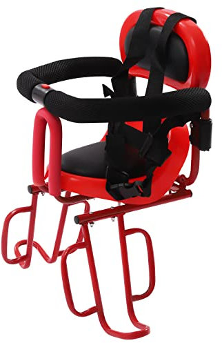 Siège enfant arrière de vélo, rouge, de 6 mois à 6 ans, avec ceinture de sécurité à 5 points et cadre en acier, universel pour vélo électrique, VTT et vélos pliants (jusqu'à 30 kg), avec repose-pieds