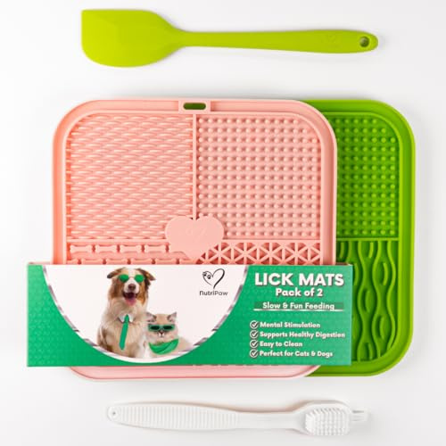 NutriPaw Leckmatte für Hunde | Beruhigender langsamer Futterspender für Angst, Langeweile & Verdauung | BPA-frei, spülmaschinenfest | für Leckerlis, Nassfutter & Nahrungsergänzungsmittel (2 Stück)