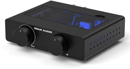 Douk Audio A5 Stereo Verstärker TPA3255, 600W Mini HiFi Audio Leistungsverstärker Klasse D für Heimkino System, Passive Regal Turm Lautsprecher mit Hochpassfilter + 48V-Netzteil