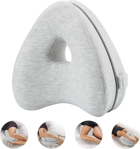 CREATESTAR Knee Pillow for Sleeping on Side,Leg Pillow,Memory Foam Knee Pillow with Strap for Side Sleeper | Leg Support Cushion with Removable and Washable Cover