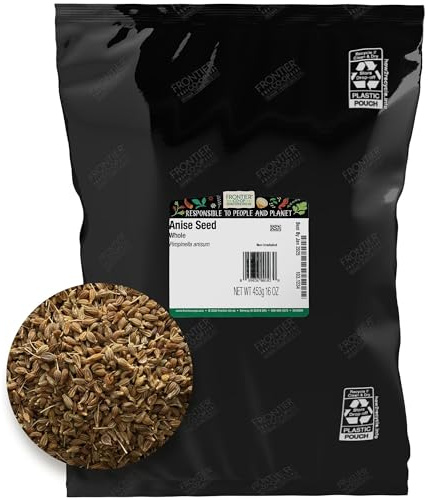 Frontier Co-op Organic Whole Anise Seed, 1lb Bulk Bag - Sweet Licorice-Like Spice for Baking, Slaws, Liqueurs, and Meat Dishes - Kosher | 16 Ounce (Pack of 1)