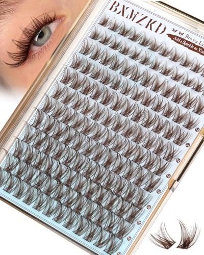 Brown Lash Clusters Natural Cluster Eyelash Extensions Wispy Eyelash Clusters 10-18mm C Curly Individual Lashes Dark Brown Lash Extension with Thin Lash Band by BXMZKD