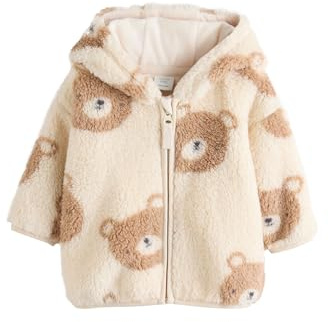 NEXT Baby Jungen Fleece-Jacke mit Reißverschluss Natural Bear Face numeric_56-numeric_62