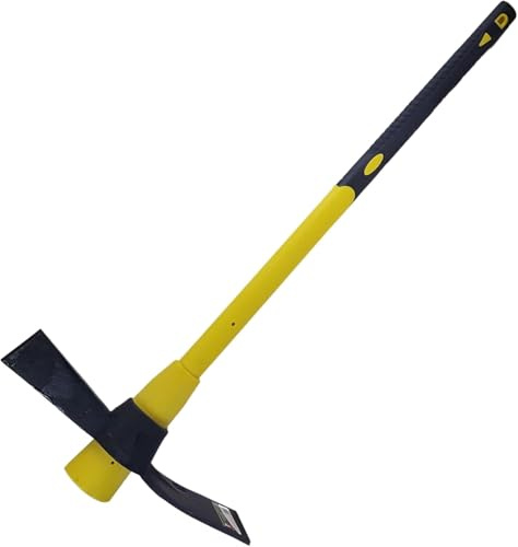 Unibos 5lb Mattock Pickaxe with Fibreglass Handle, Heavy Duty, Non-Slip, Ideal for Gardening & Builder Work, 92cm Length