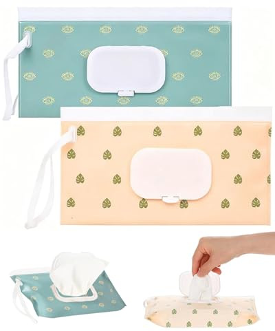 DAFNE 2 Pezzi Borsa Porta Salviette Umidificate Ricaricabile per Neonati, Borsa Contenitore per Salviette Umidificate per Viaggio Casa