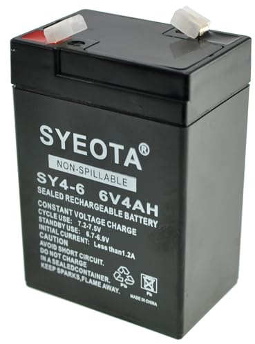 Batería Plomo Ácido Recargable SY4-6 6V 4Ah AGM Sellada para Alarmas Balanzas y Juguetes Eléctricos
