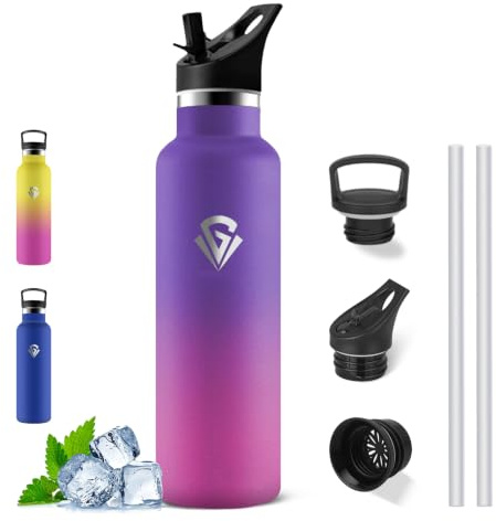 Borraccia Termica- 750ml- Borraccia con Cannuccia, Senza BPA, per Ufficio | Borraccia 750 ml Senza Perdite, Borraccia Acciaio Inox, Acciaio Inossidabile 18/8, Borraccia Metallo per Scuole, Caffè