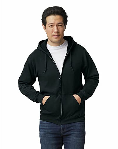 Gildan Unisex Kapuzensweatshirt aus Fleece mit Reißverschluss, Stil G18600 T-Shirt, Schwarz, XXL