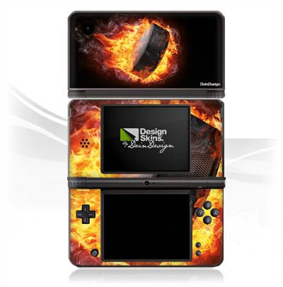 DeinDesign Skin kompatibel mit Nintendo DSi XL Folie Sticker Eishockey Feuer