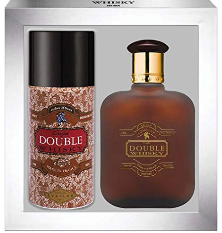 WHISKY Double • Coffret Eau de Toilette 100ML + Déodorant 15OML • Vaporisateur • Spray • Parfum Homme • Cadeau • EVAFLORPARIS
